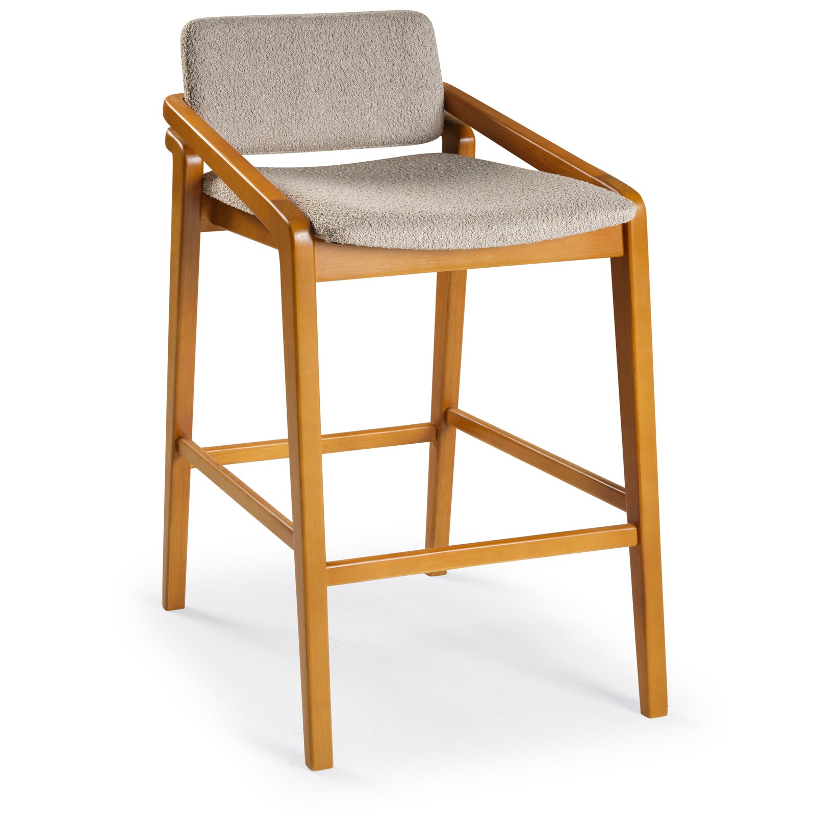 Banqueta Áustria com Encosto - Madeira Maciça e Estofado Personalizado