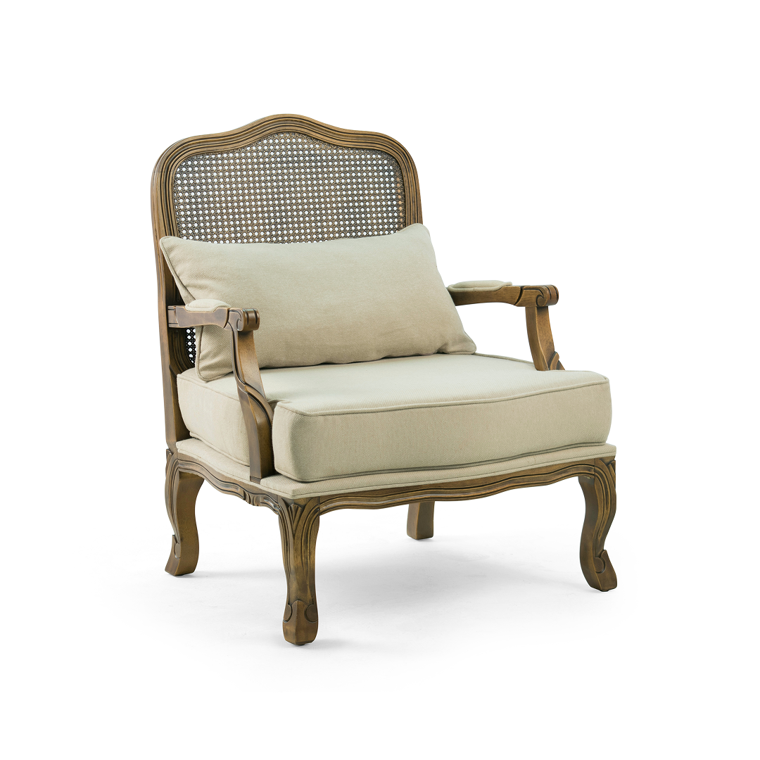 Poltrona Medalhão Luiz XV Madeira Maciça com Personalização