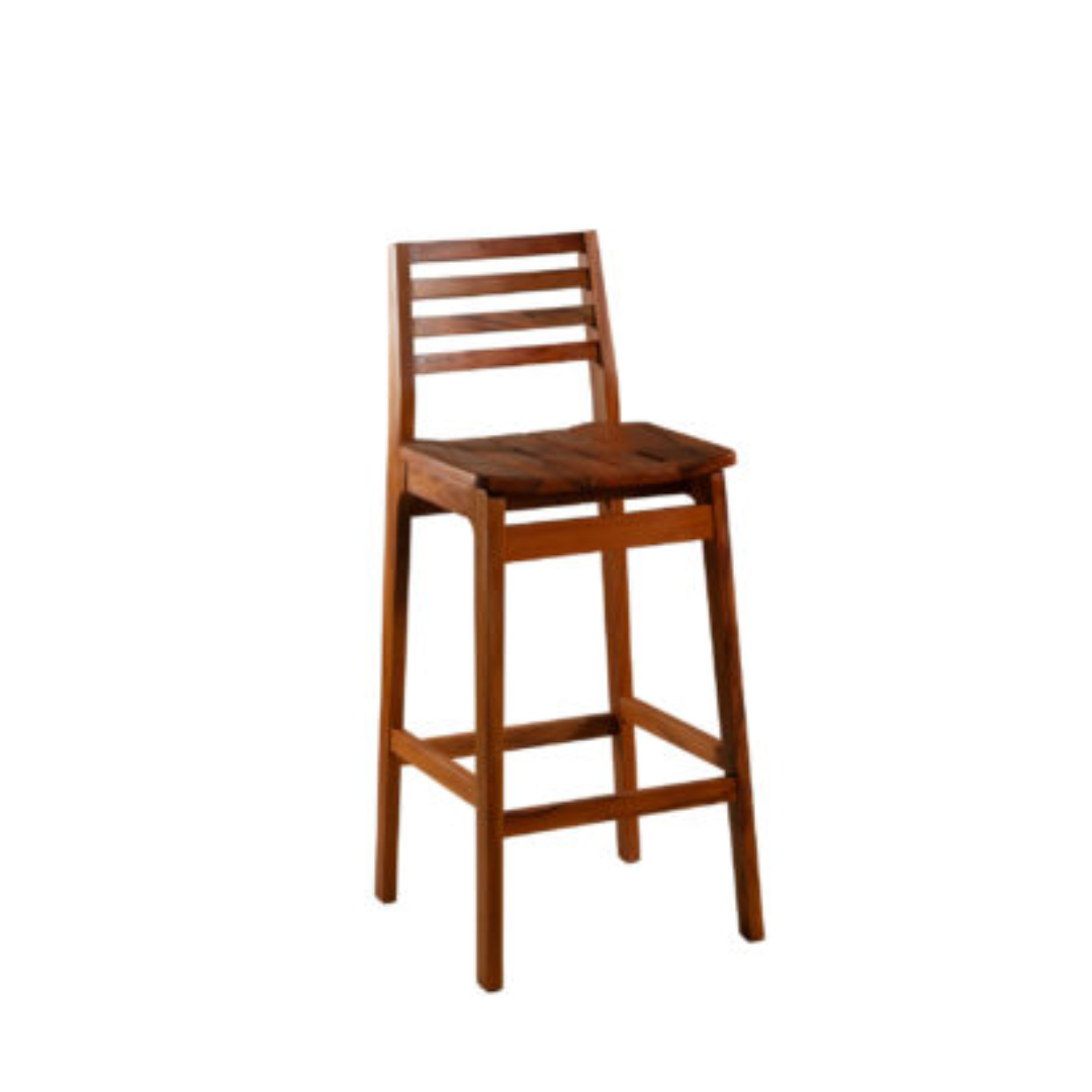 Banqueta Bertha em Peroba Rosa de Demolição - Design Artesanal Mineiro