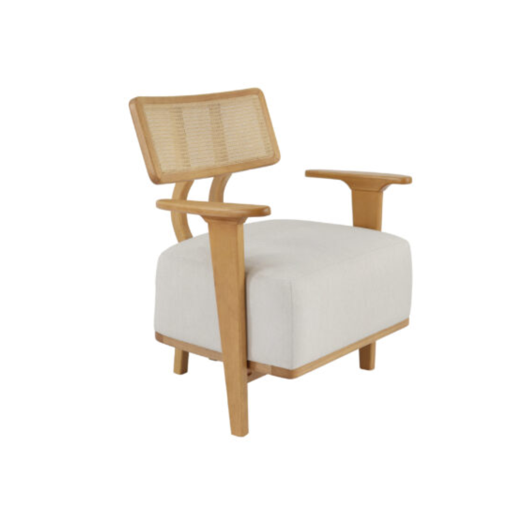 Poltrona Atins Encosto em Tela e Assento Estofado - Madeira Maciça