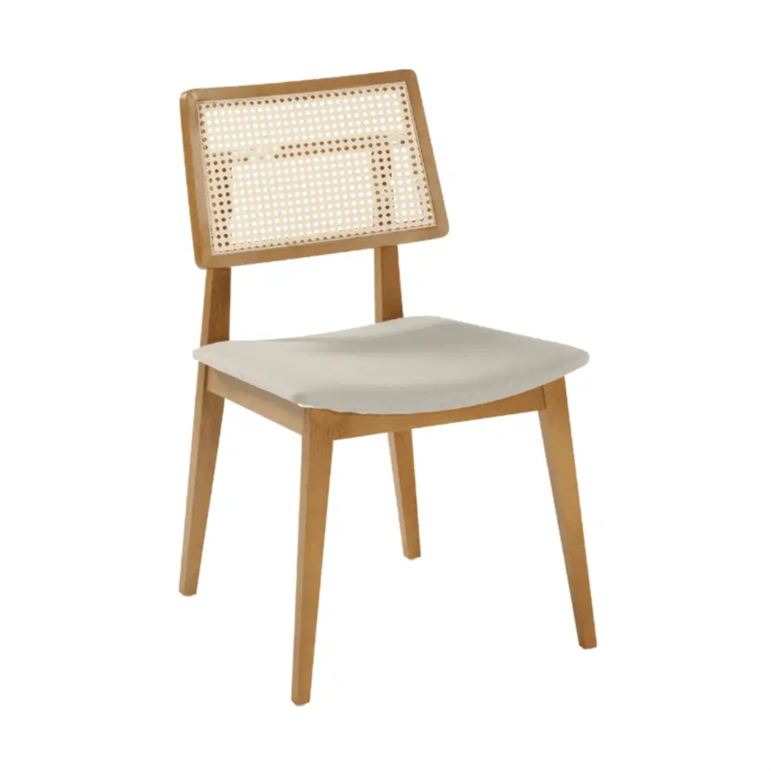 Cadeira Alberta com Tela Portuguesa e Madeira Maciça Tauari