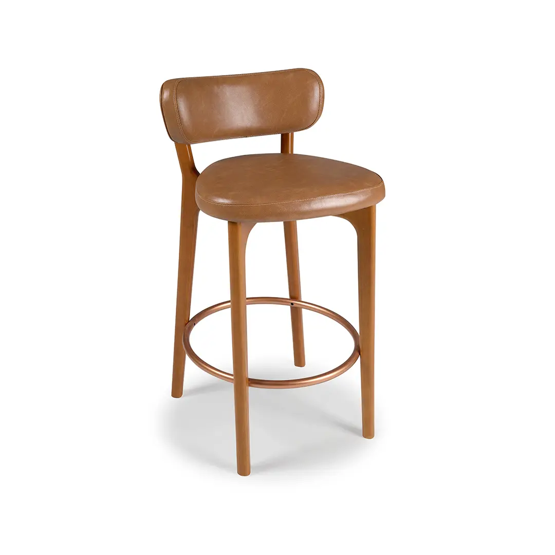 Banqueta London Estofada em Courino com Estrutura de Madeira Maciça