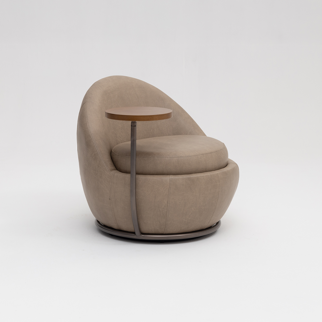 Poltrona Giratória com Mesinha Lateral - Design Contemporâneo Premium